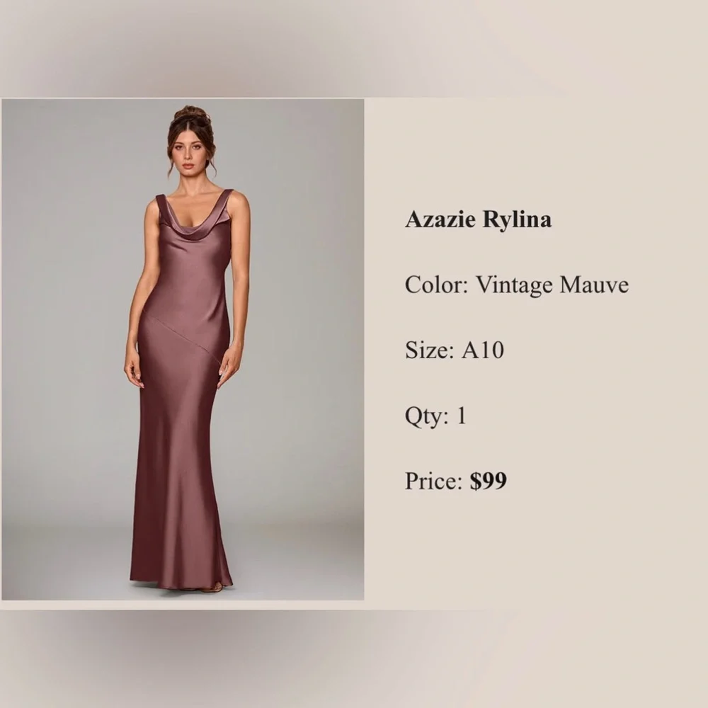 Azazie Vintage Mauve Stretch Satin Rylina Dress - Picture 2 of 7